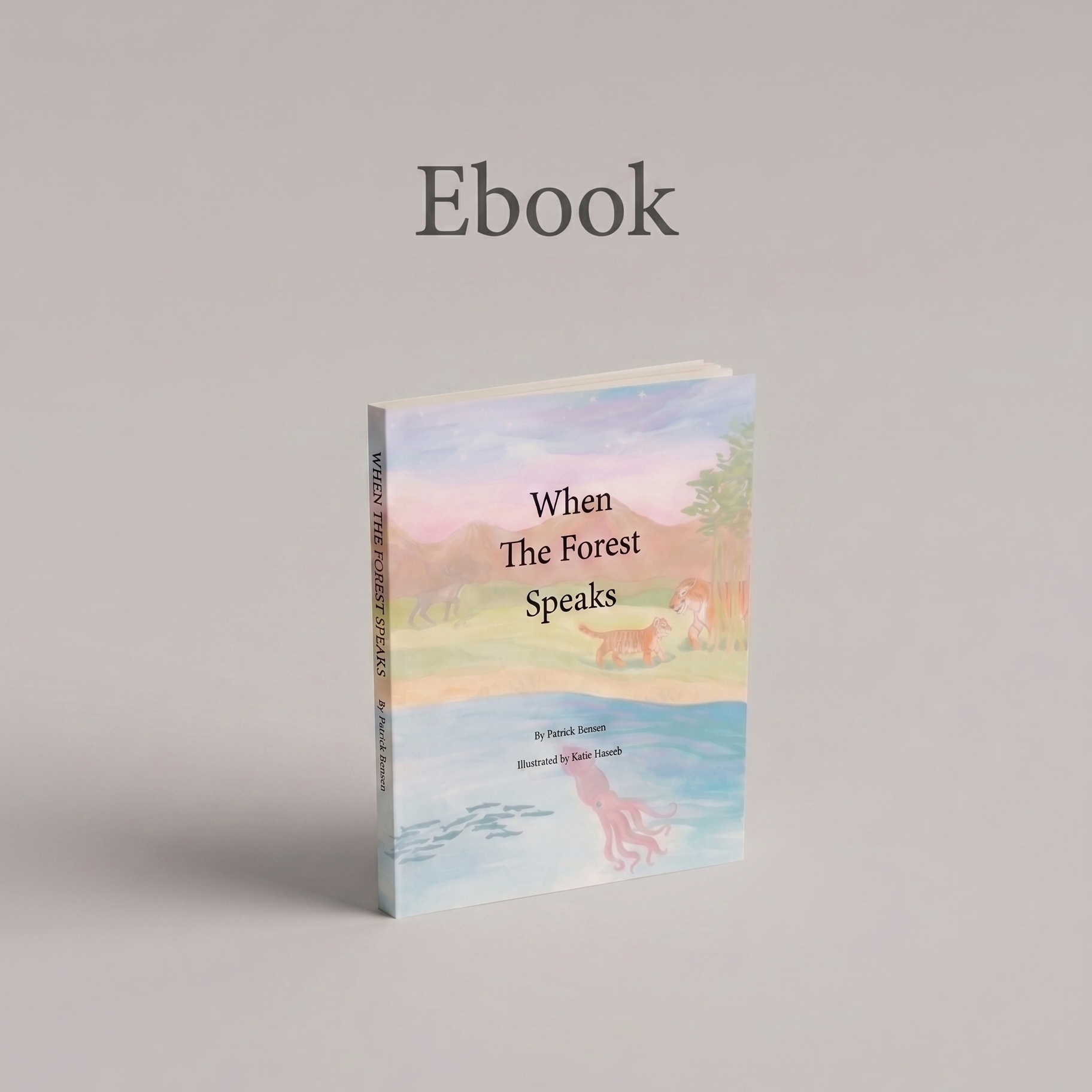 Book titled 'When The Forest Speaks' on a gray background